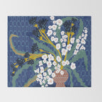 Matisse Flower Vase modern Illustration denim Throw Blanket Gallery Image 2