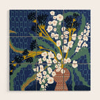 Matisse Flower Vase modern Illustration denim Wood Wall Art Gallery Image 1