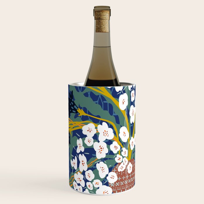 Matisse Flower Vase modern Illustration denim Wine Chiller Gallery Image 1