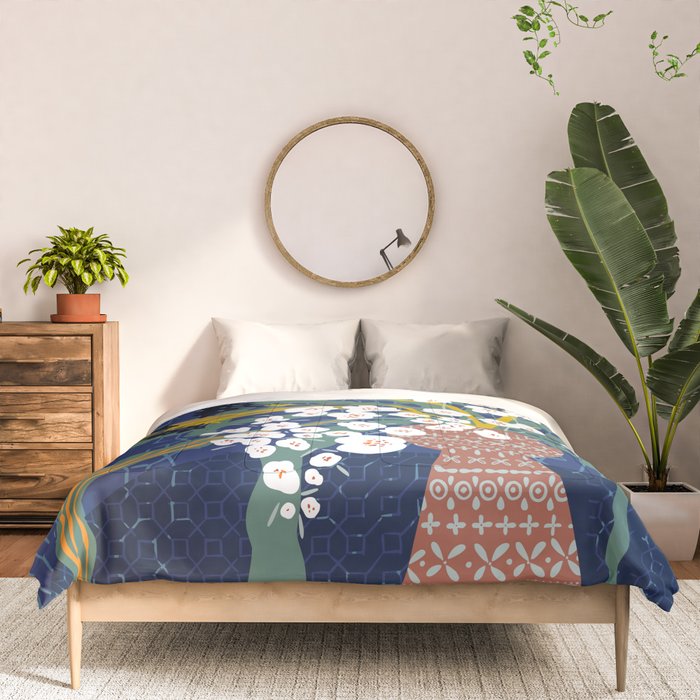 Matisse Flower Vase modern Illustration denim Comforter Gallery Image 3