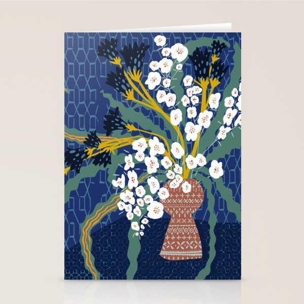 Matisse Flower Vase modern Illustration denim Stationery Card Gallery Image 1