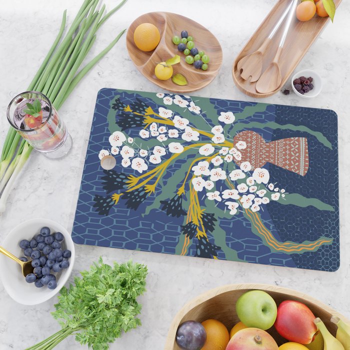 Matisse Flower Vase modern Illustration denim Cutting Board Gallery Image 2