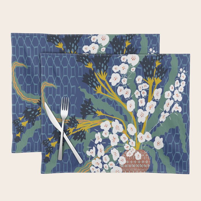 Matisse Flower Vase modern Illustration denim Placemat Gallery Image 1