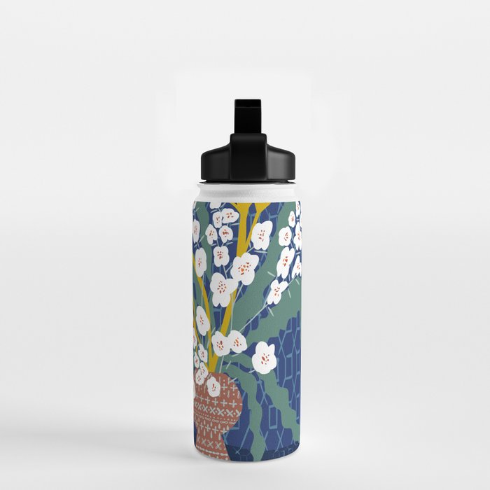 Matisse Flower Vase modern Illustration denim Water Bottle Gallery Image 2