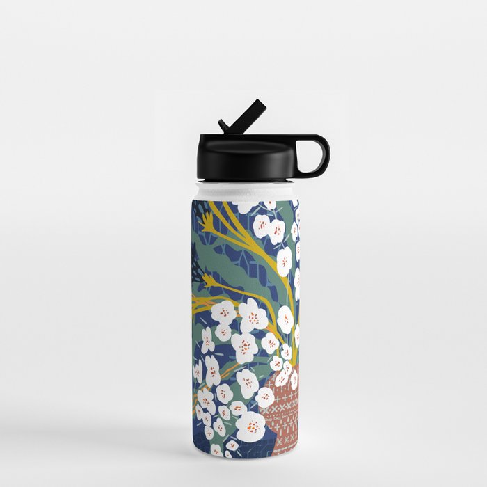Matisse Flower Vase modern Illustration denim Water Bottle Gallery Image 1