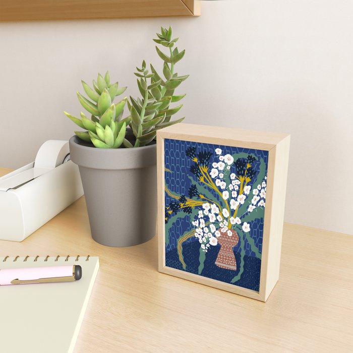 Matisse Flower Vase modern Illustration denim Mini Art Print Gallery Image 2
