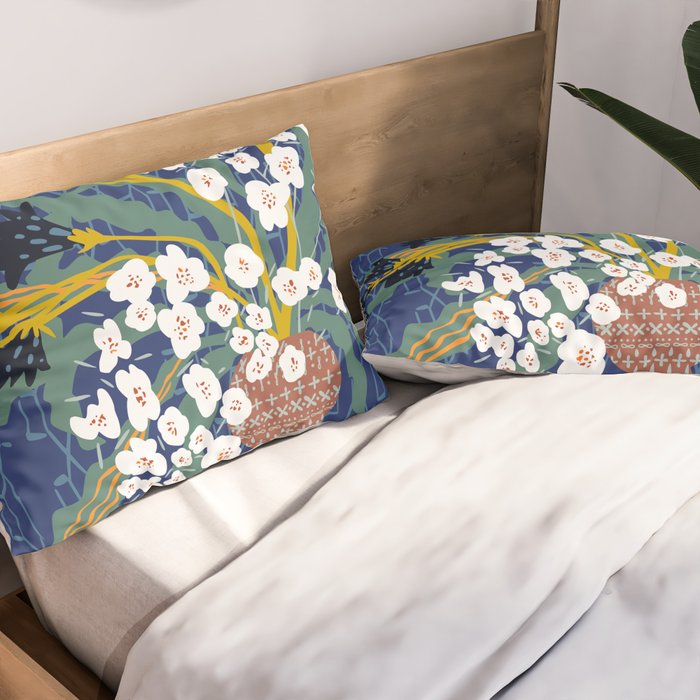 Matisse Flower Vase modern Illustration denim Pillow Sham Gallery Image 2