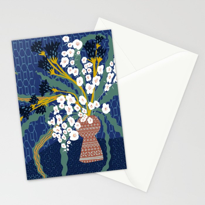 Matisse Flower Vase modern Illustration denim Stationery Card Gallery Image 2