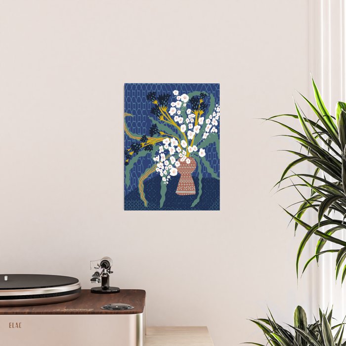Matisse Flower Vase modern Illustration denim Poster Gallery Image 2