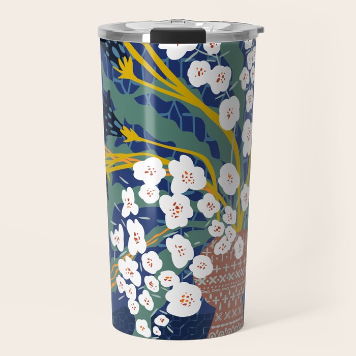 Matisse Flower Vase modern Illustration denim Travel Mug Gallery Image 1