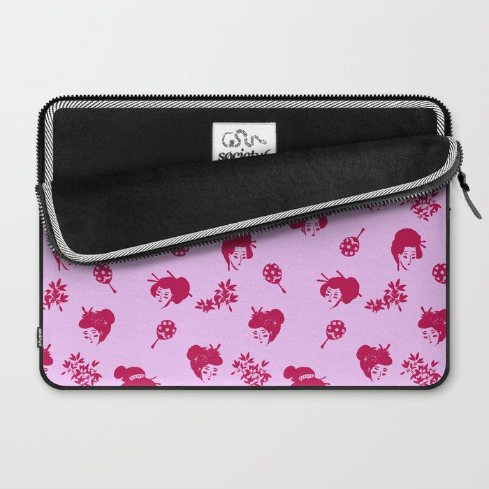 Red and pink Japanese pattern Laptop Sleeve Gallery Image 2