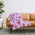 Red and pink Japanese pattern Throw Blanket Gallery Image 1