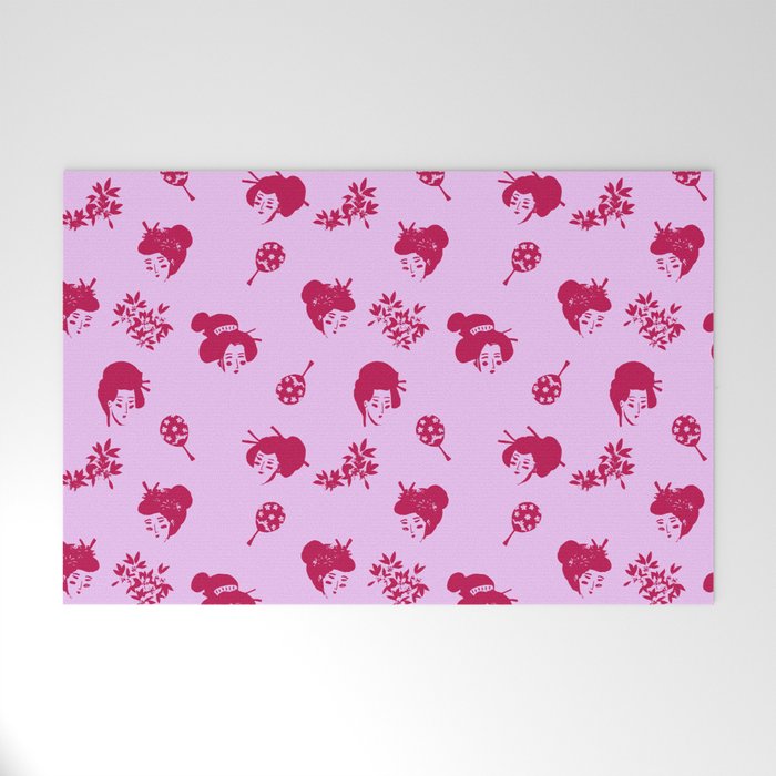 Red and pink Japanese pattern Welcome Mat Gallery Image 1