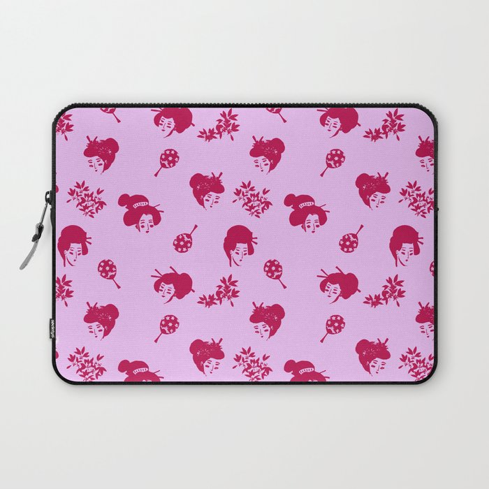 Red and pink Japanese pattern Laptop Sleeve Gallery Image 1