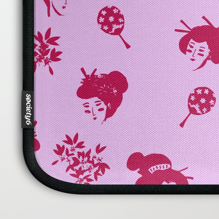Red and pink Japanese pattern Laptop Sleeve Gallery Image 3