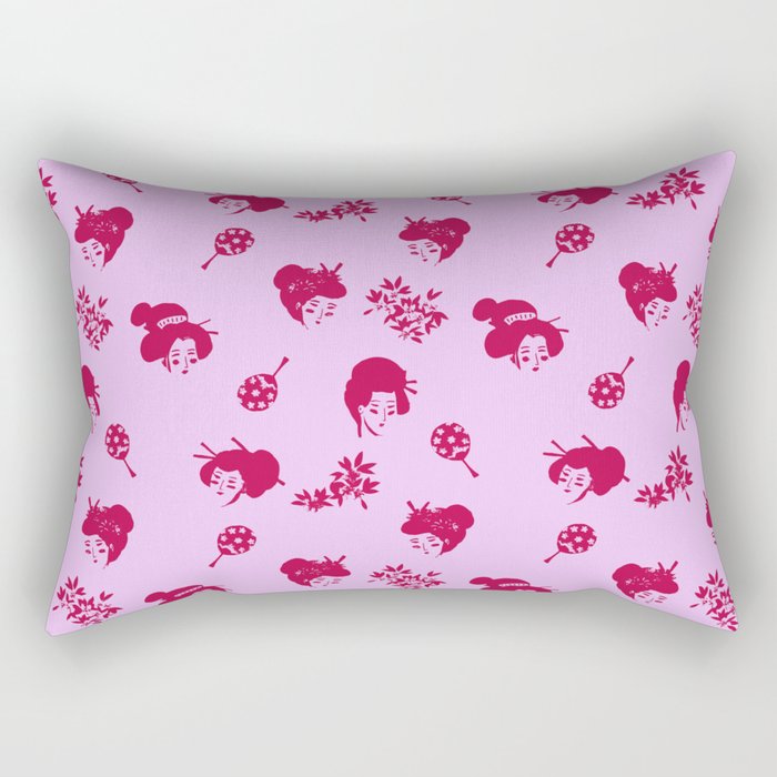 Red and pink Japanese pattern Rectangular Pillow Gallery Image 2
