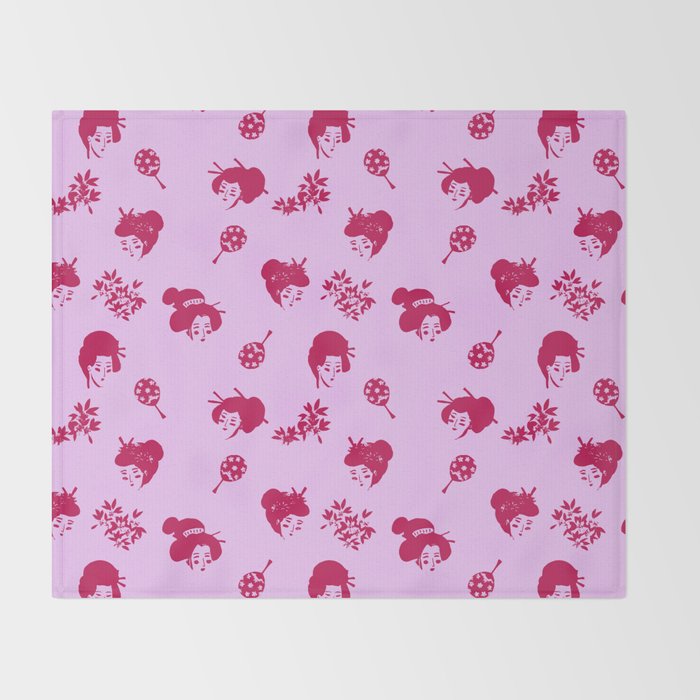 Red and pink Japanese pattern Throw Blanket Gallery Image 2