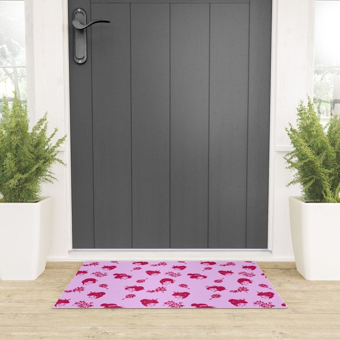 Red and pink Japanese pattern Welcome Mat Gallery Image 3
