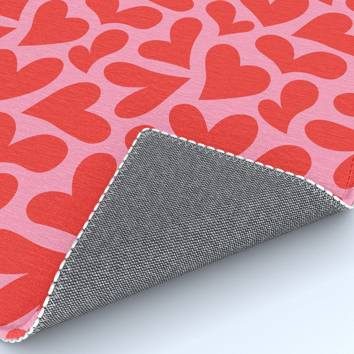 Retro red love heart shape pattern Rug Gallery Image 4