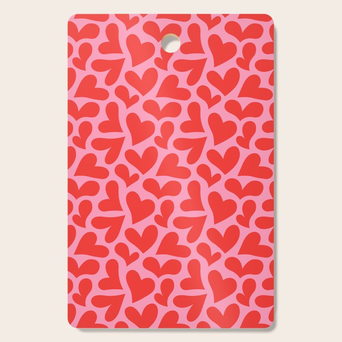 Retro red love heart shape pattern Cutting Board Gallery Image 1