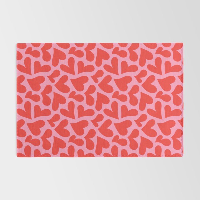 Retro red love heart shape pattern Rug Gallery Image 2