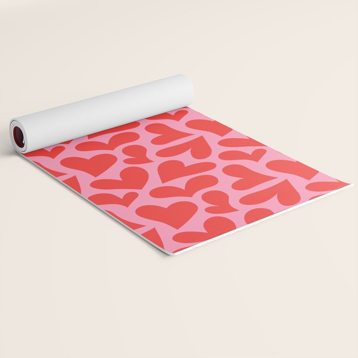 Retro red love heart shape pattern Yoga Mat Gallery Image 2