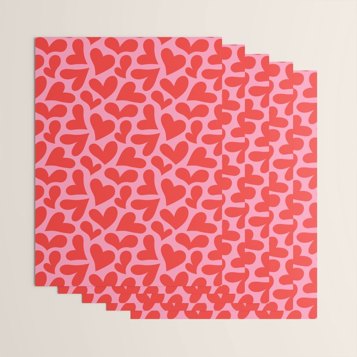 Retro red love heart shape pattern Wrapping Paper Gallery Image 3