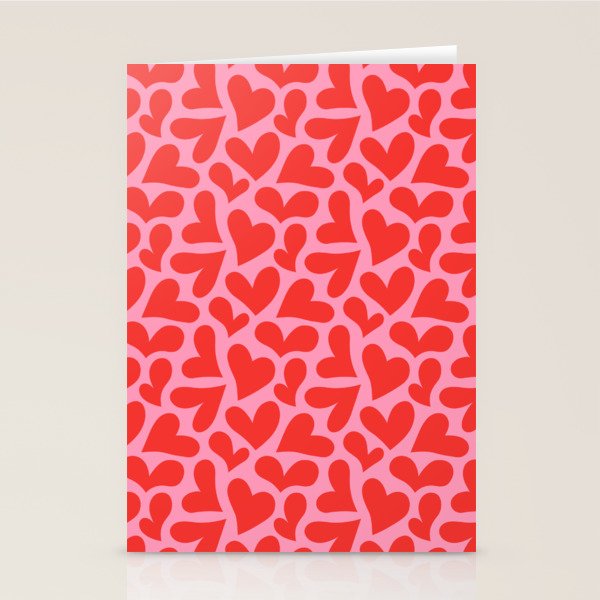 Retro red love heart shape pattern Stationery Card Gallery Image 2