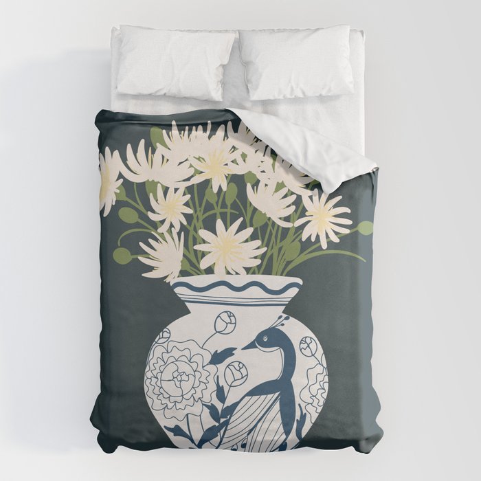 Vase no. 6 with Peacock  Duvet Cover Gallery Image 1