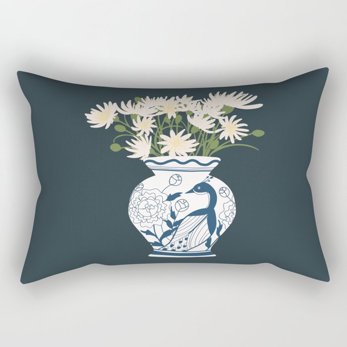 Vase no. 6 with Peacock  Rectangular Pillow Gallery Image 2