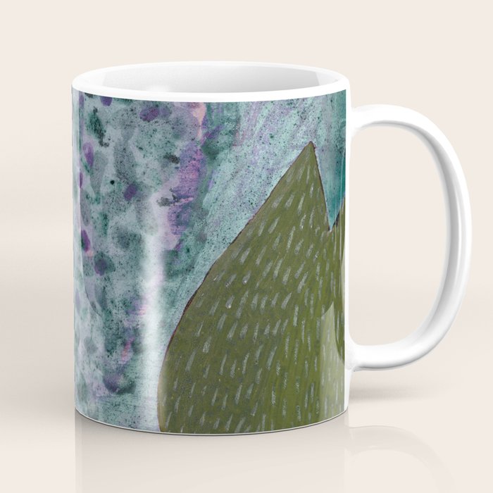 Garden Lilac Flower Painting in Teal & Pink Coffee Mug Gallery Image 1