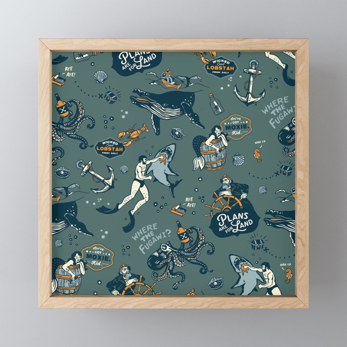 Vintage Ocean Pattern Mini Art Print Gallery Image 1