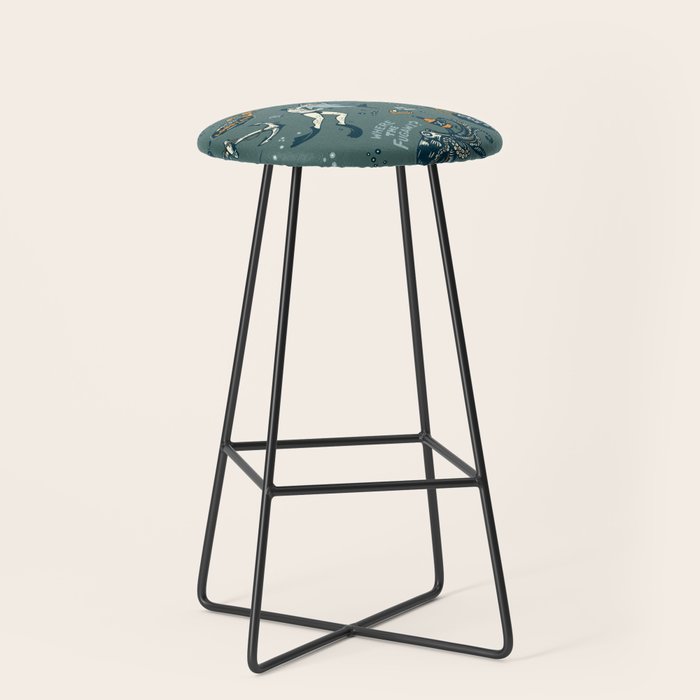 Vintage Ocean Pattern Stool Gallery Image 1