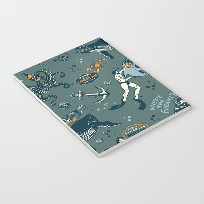 Vintage Ocean Pattern Notebook Gallery Image 3