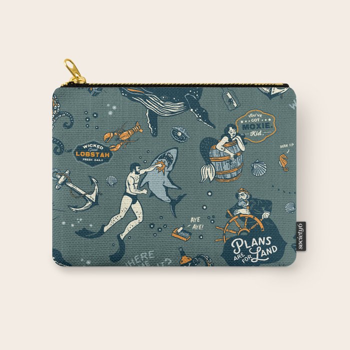 Vintage Ocean Pattern Carry All Pouch Gallery Image 1