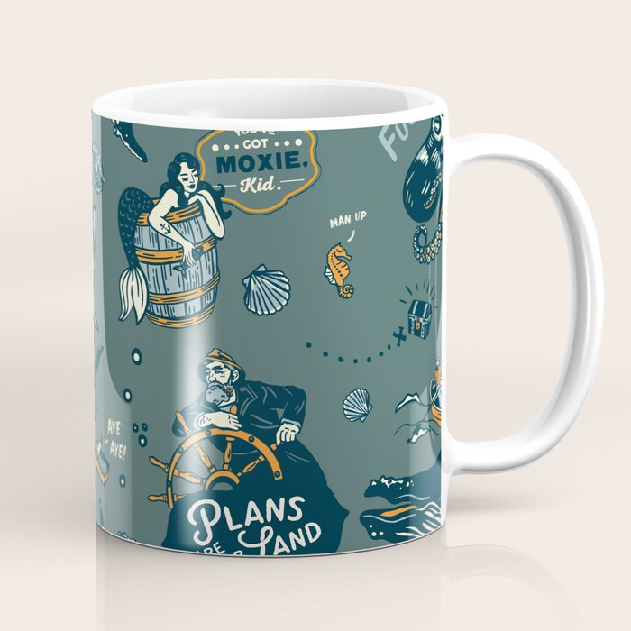 Vintage Ocean Pattern Coffee Mug Gallery Image 1