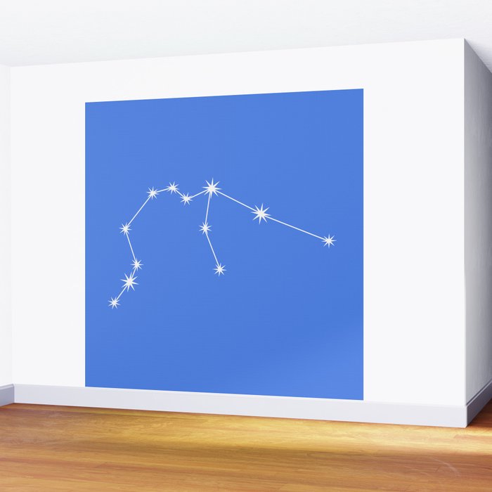 Aquarius Zodiac Star Constellation Line Art Bright Blue Wall Mural Gallery Image 2