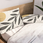 Leaf Sun 1 - Gold Black Pillow Sham Gallery Image 2