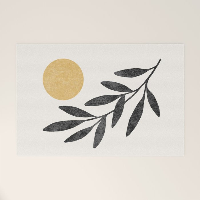 Leaf Sun 1 - Gold Black Welcome Mat Gallery Image 1