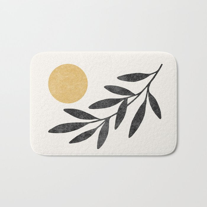 Leaf Sun 1 - Gold Black Bath Mat Gallery Image 1