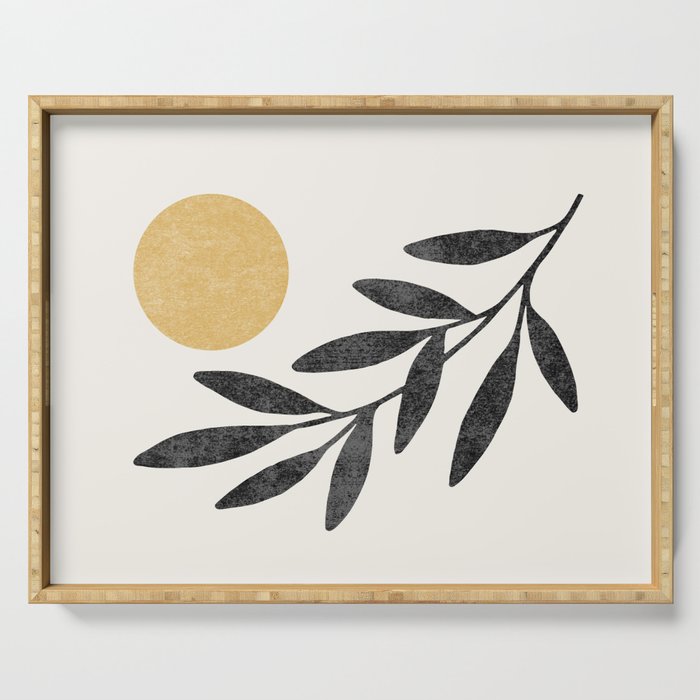 Leaf Sun 1 - Gold Black Serving Tray Gallery Image 1