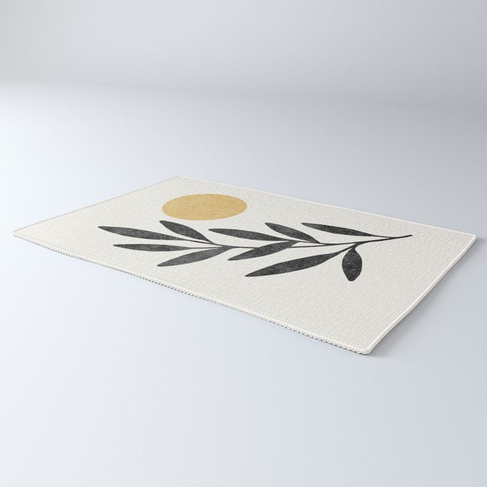 Leaf Sun 1 - Gold Black Rug Gallery Image 3