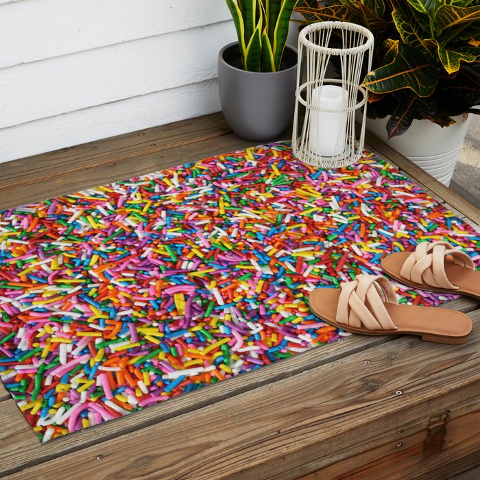 Rainbow Sprinkles Sweet Candy Colorful Outdoor Rug Gallery Image 2