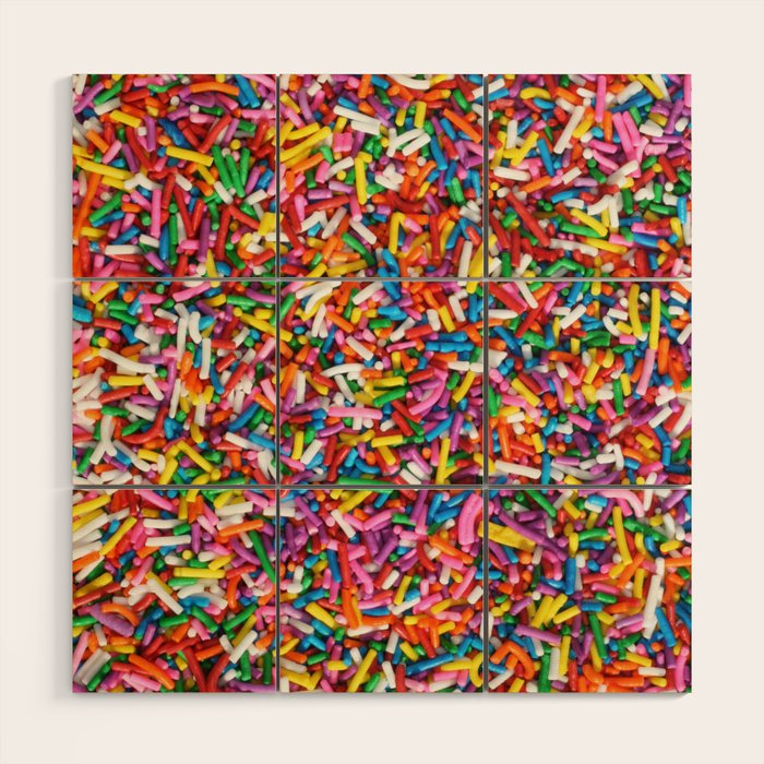Rainbow Sprinkles Sweet Candy Colorful Wood Wall Art Gallery Image 1