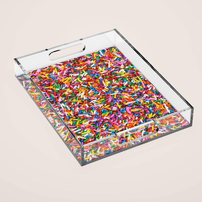 Rainbow Sprinkles Sweet Candy Colorful Acrylic Tray