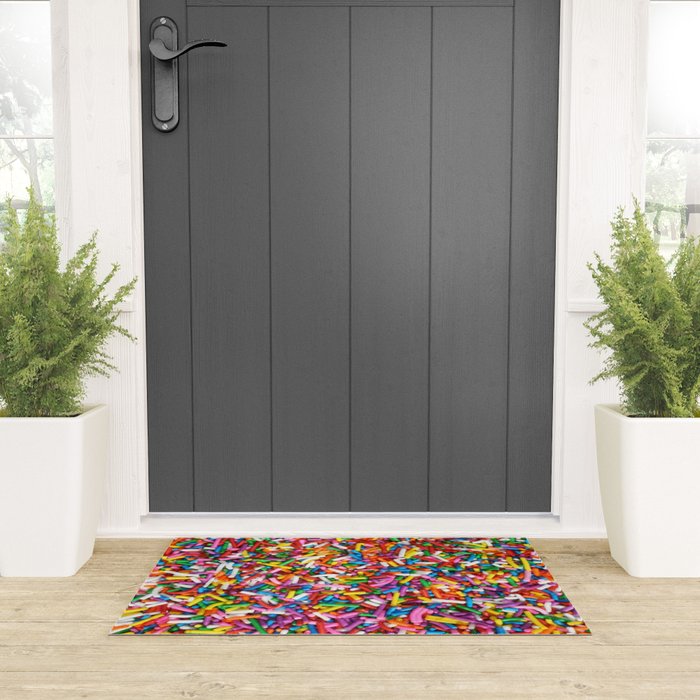 Rainbow Sprinkles Sweet Candy Colorful Welcome Mat Gallery Image 3