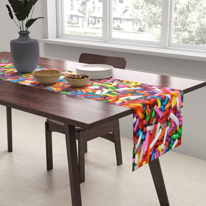 Rainbow Sprinkles Sweet Candy Colorful Table Runner Gallery Image 2