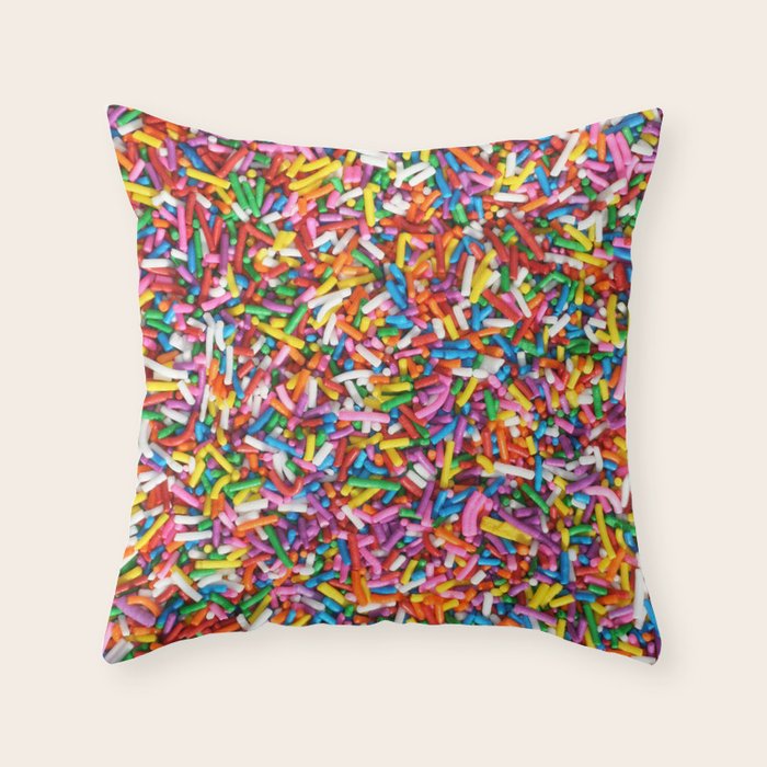 Rainbow Sprinkles Sweet Candy Colorful Throw Pillow Gallery Image 6