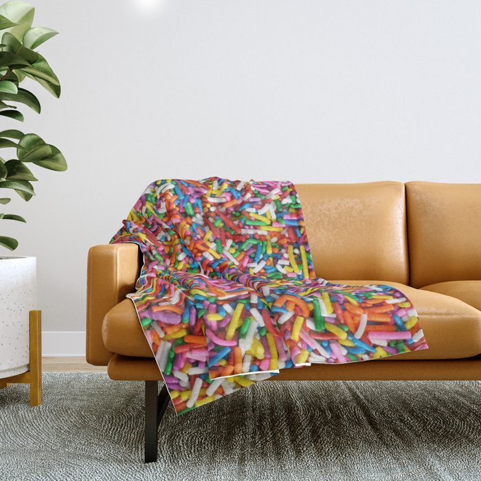Rainbow Sprinkles Sweet Candy Colorful Throw Blanket Gallery Image 1