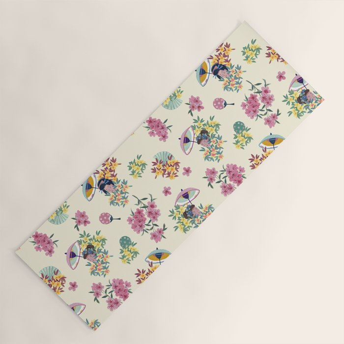 Pastel pink oriental pattern Yoga Mat Gallery Image 1